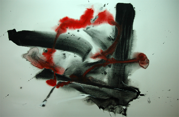 Sang, 2009 — acrylique et encre sur papier, Pierre Calogero