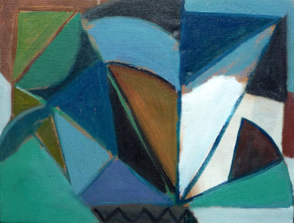 Abstraction verte, 1979 — huile sur toile, Pierre Calogero