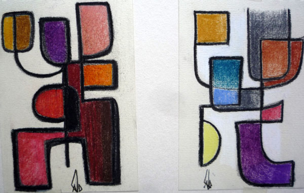 Dessin, 1997 — crayons de couleur sur papier, Pierre Calogero
