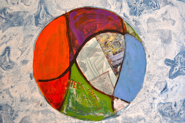 Planètes, 2010 — acrylique et collage sur papier, Pierre Calogero