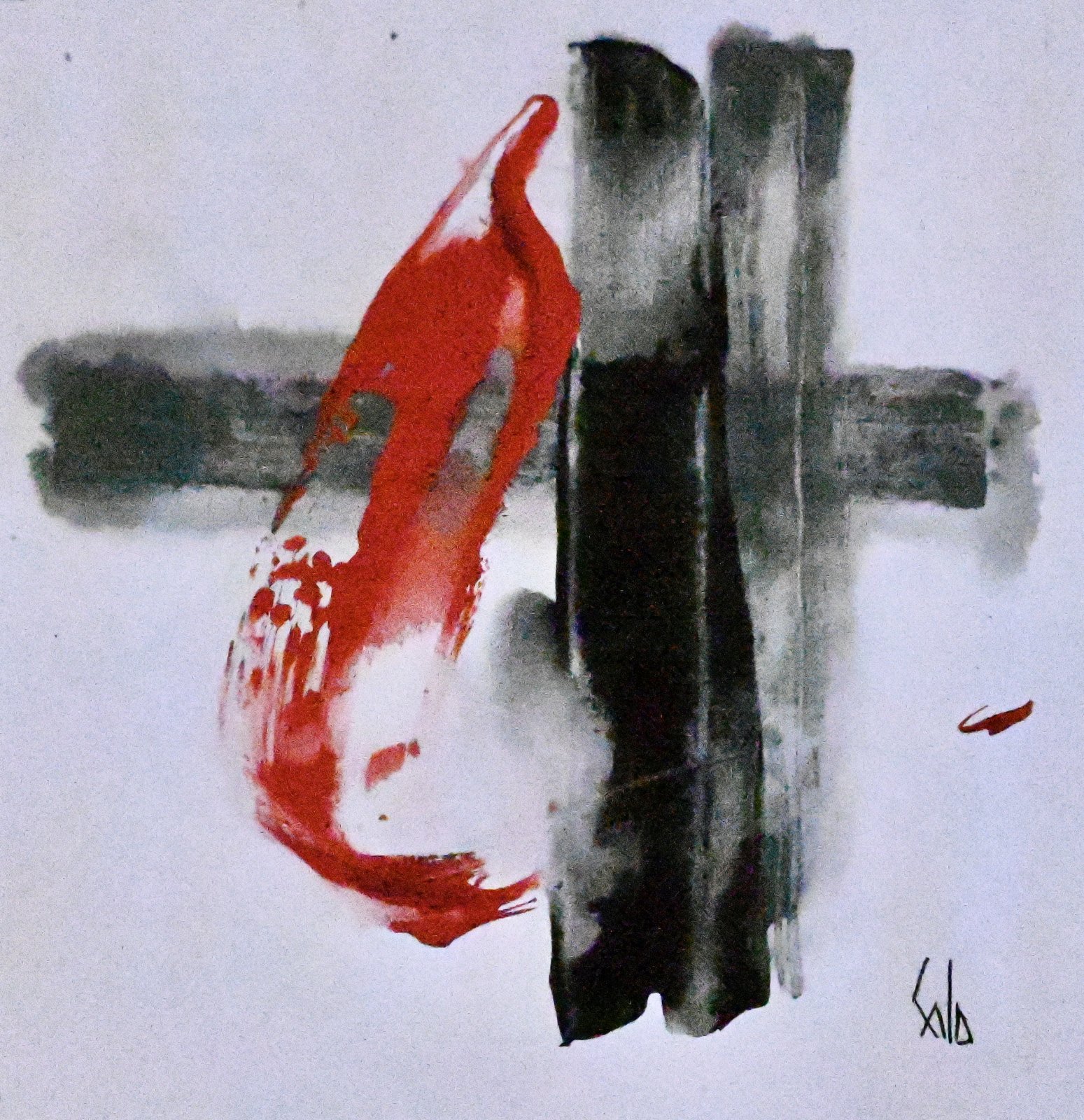Chute, 2026 — acrylique sur papier, Pierre Calogero
