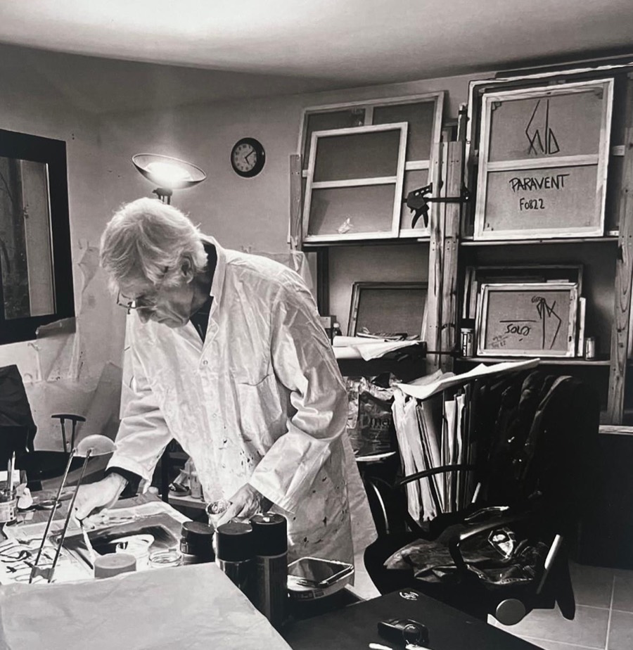 Pierre Calogero at his worktable, in his studio.